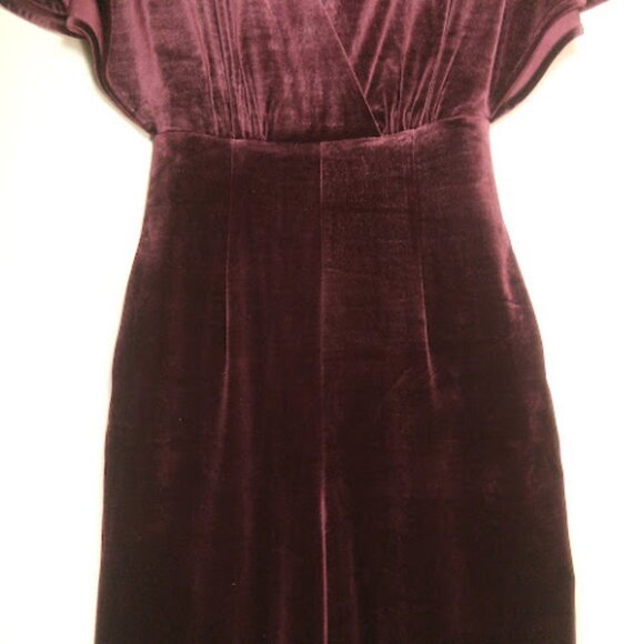 ANTHROPOLOGIE GREYLIN | Burgundy Velvet Wide Leg Luna Jumpsuit Holiday Party XS - Picture 10 of 13